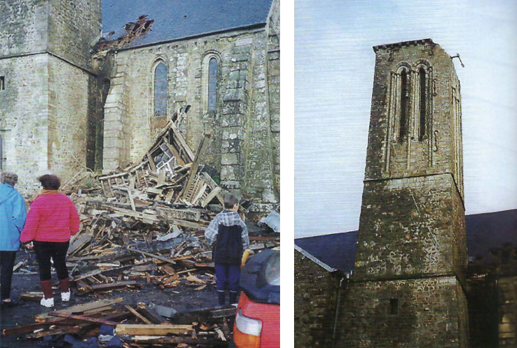 La nouvelle fl&egrave;che de l'&eacute;glise Notre-Dame de Cenilly (50)