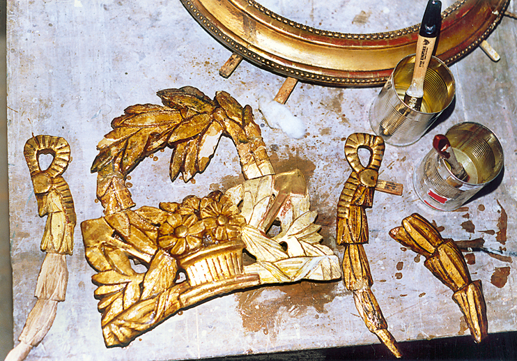 L&rsquo;atelier de restauration des bois dor&eacute;s d'A. de la Bonnelli&egrave;re &agrave; Audrieu