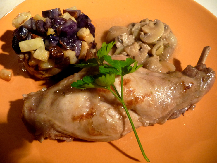 Lapin au cidre, c&eacute;leri-rave et vitelottes