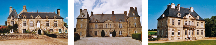 Le manoir de la Cour et ch&acirc;teau de Tourville &agrave; Lestre, manoir de Mesnildot au Ham
