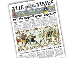 La Normandie &agrave; la une de The Times